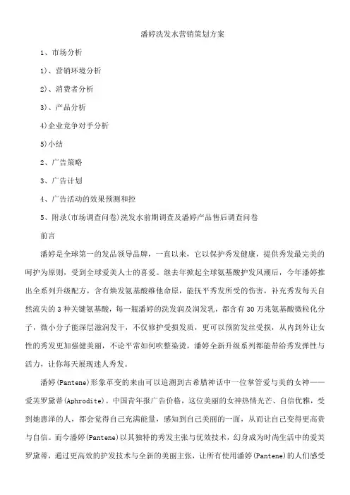 潘婷洗发水营销策划方案
