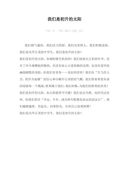我们是初升的太阳250字作文