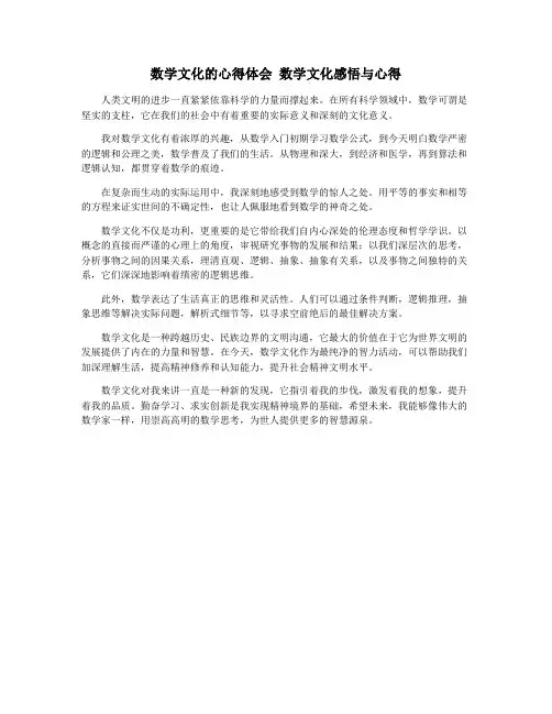 数学文化的心得体会 数学文化感悟与心得