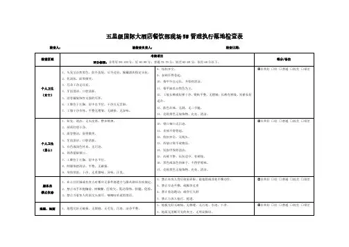 五星级酒店餐饮部现场5S管理执行落地检查表