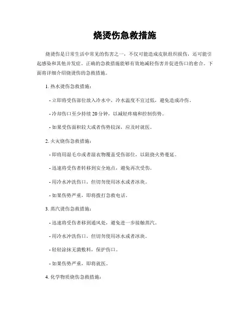 烧烫伤急救措施