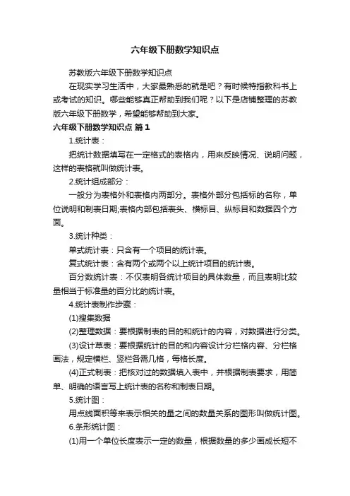 六年级下册数学知识点