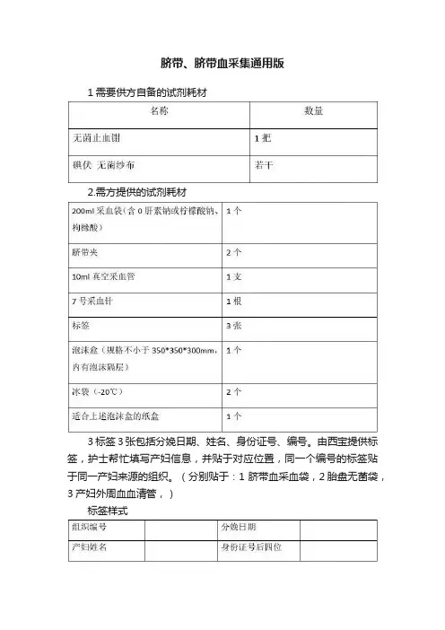 脐带、脐带血采集通用版