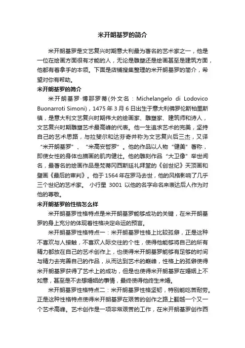 米开朗基罗的简介