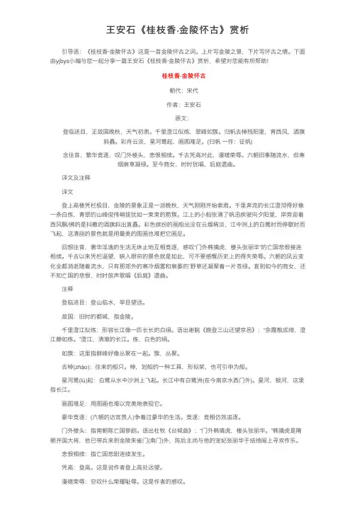 王安石《桂枝香·金陵怀古》赏析
