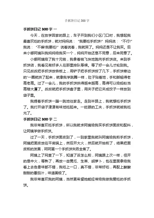 手抓饼日记300字