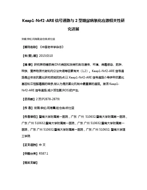 Keap1-Nrf2-ARE信号通路与2型糖尿病氧化应激相关性研究进展