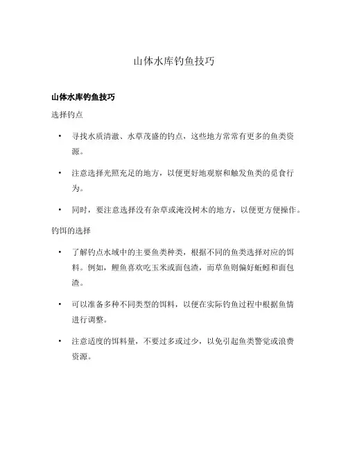 山体水库钓鱼技巧