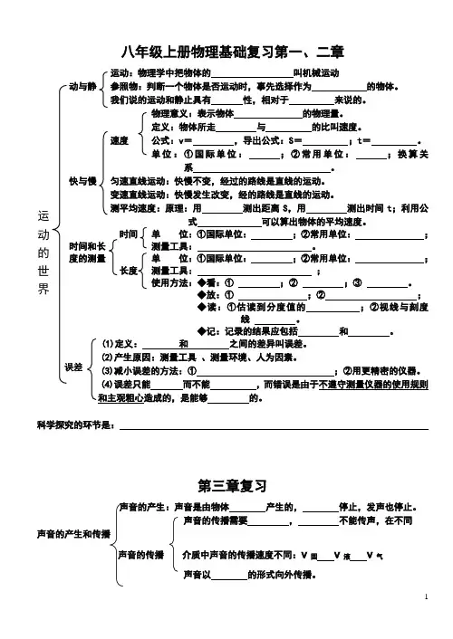 八年级物理上册 知识点归纳 教科版