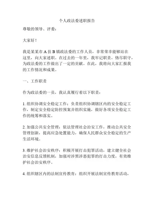 个人政法委述职报告