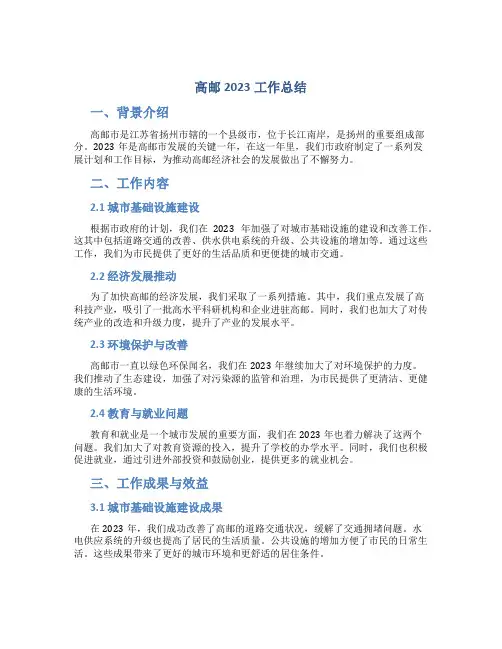 高邮2023工作总结