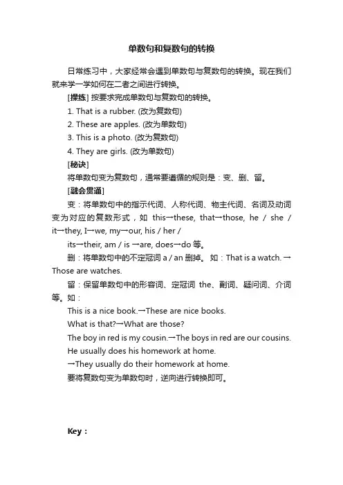 单数句和复数句的转换