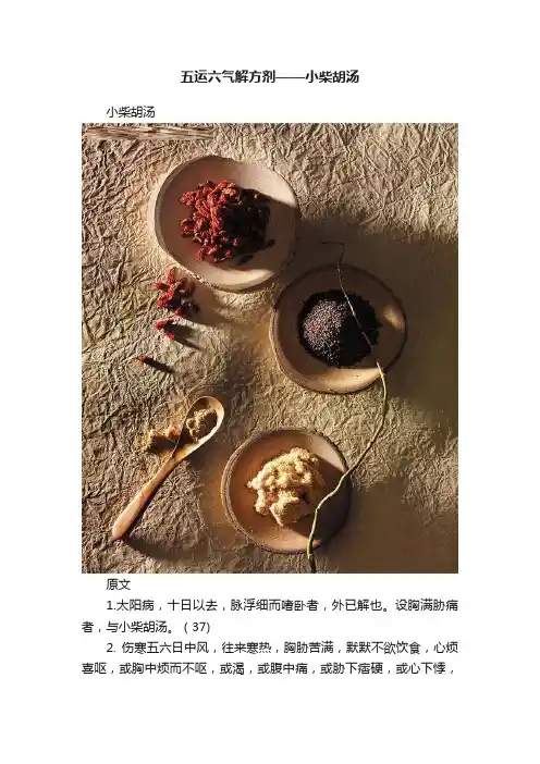 五运六气解方剂——小柴胡汤