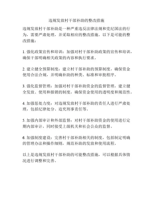 违规发放村干部补助的整改措施