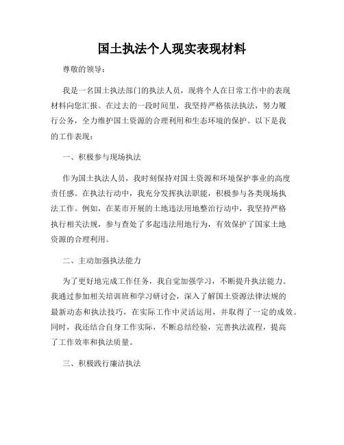 国土执法个人现实表现材料