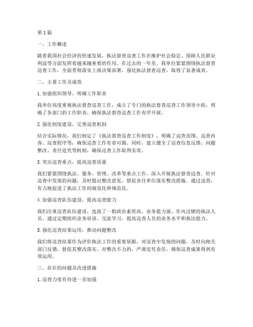 执法督查巡查工作总结范文(3篇)