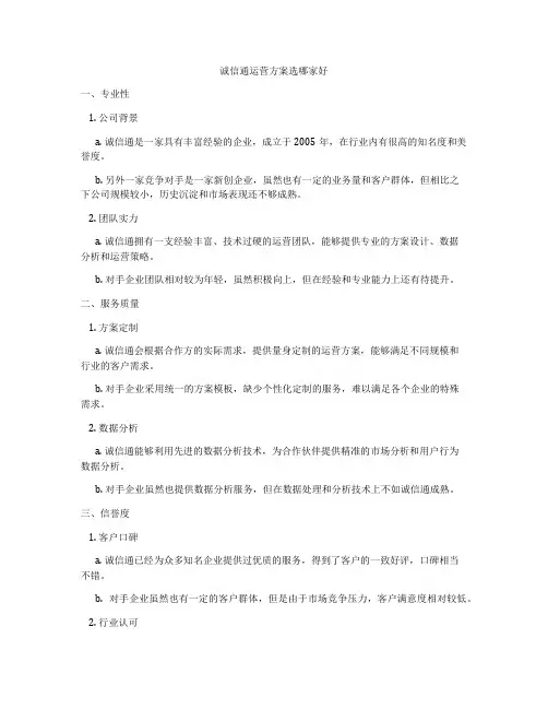 诚信通运营方案选哪家好