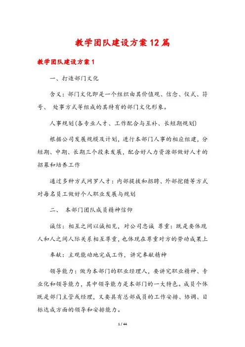 教学团队建设方案12篇