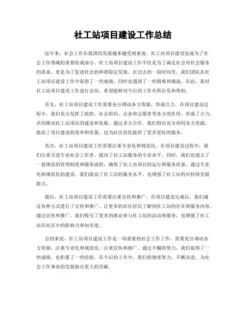 社工站项目建设工作总结
