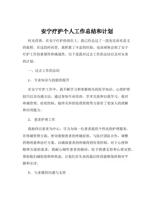 安宁疗护个人工作总结和计划