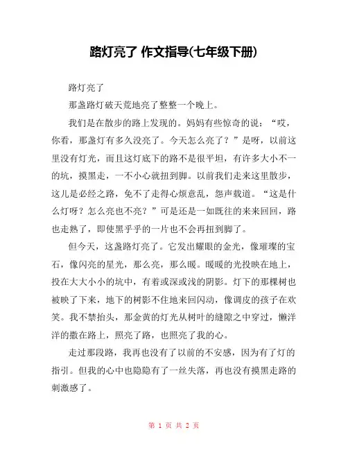 路灯亮了 作文指导(七年级下册) 