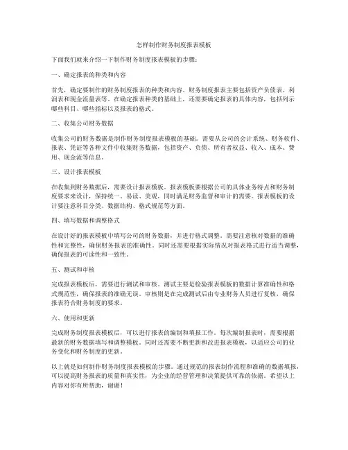 怎样制作财务制度报表模板