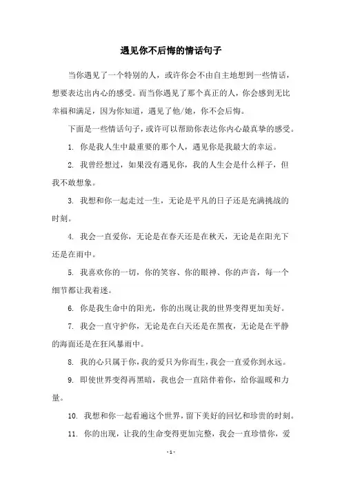 遇见你不后悔的情话句子