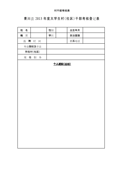村干部考核表