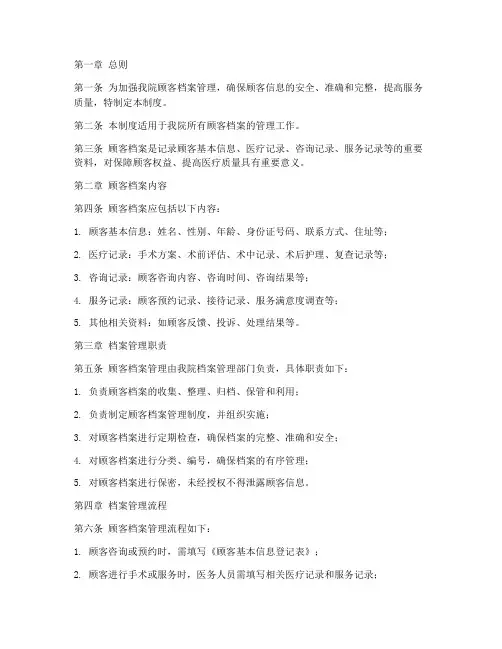 整形美容医院顾客档案管理制度