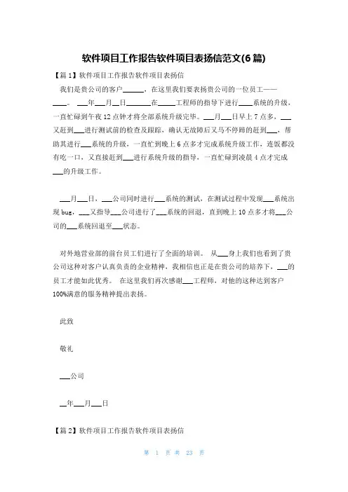 软件项目工作报告软件项目表扬信范文(6篇)