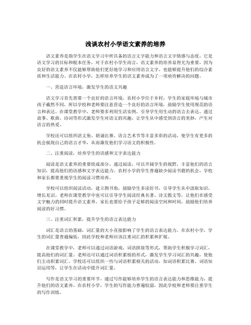 浅谈农村小学语文素养的培养