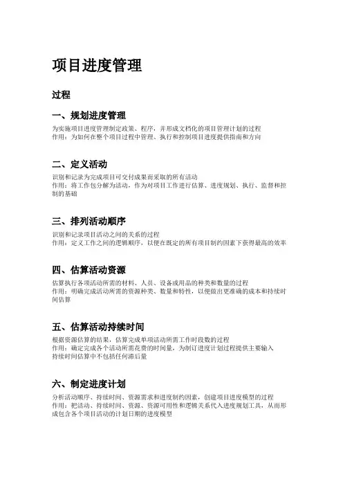 项目管理师进度管理知识点