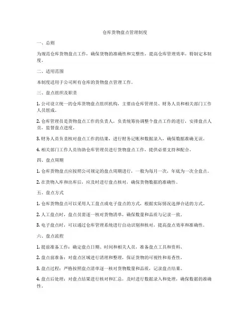 仓库货物盘点管理制度