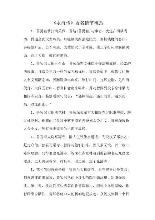 《水浒传》著名情节概括