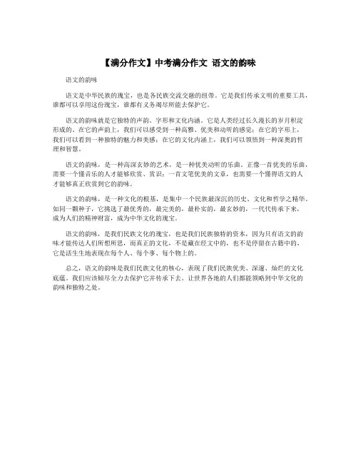 【满分作文】中考满分作文 语文的韵味