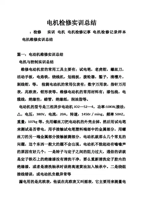 电机检修实训总结