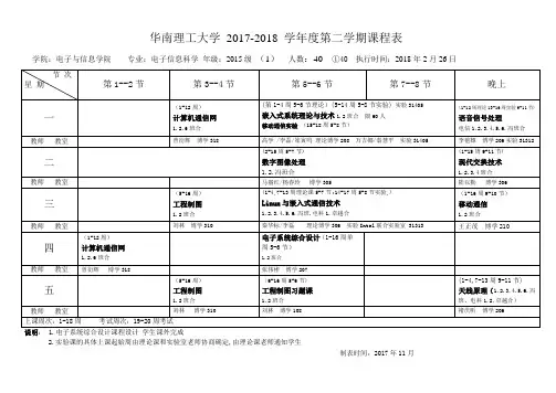 华南理工大学20--20学年度第学期授课时间表