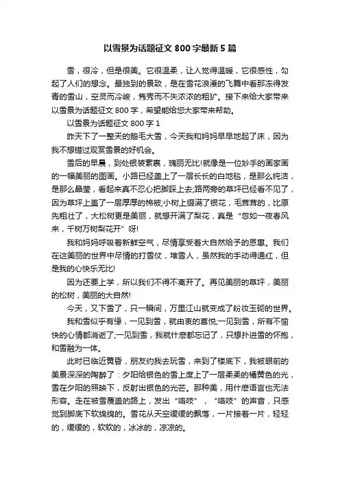 以雪景为话题征文800字最新5篇