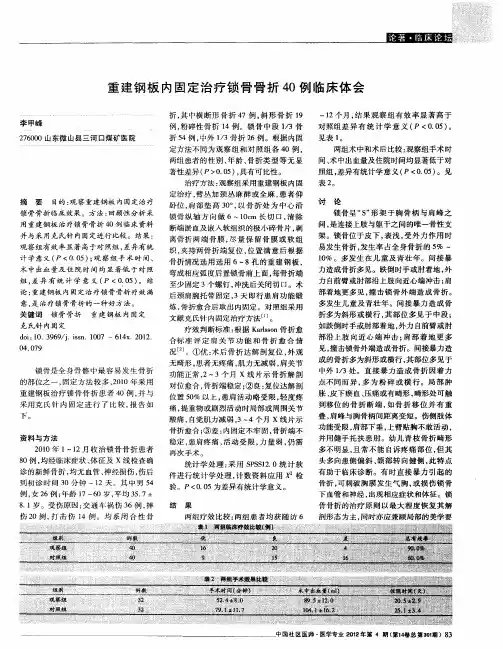 重建钢板内固定治疗锁骨骨折40例临床体会