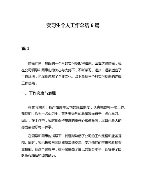 实习生个人工作总结6篇