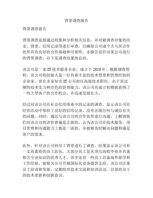 背景调查报告