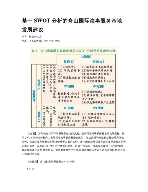基于SWOT分析的舟山国际海事服务基地发展建议