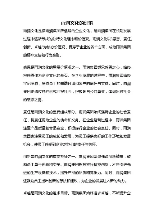 雨润文化的理解