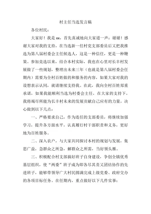 村主任获选发言稿