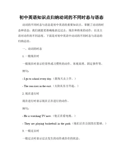 初中英语知识点归纳动词的不同时态与语态