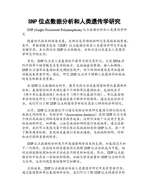 SNP位点数据分析和人类遗传学研究