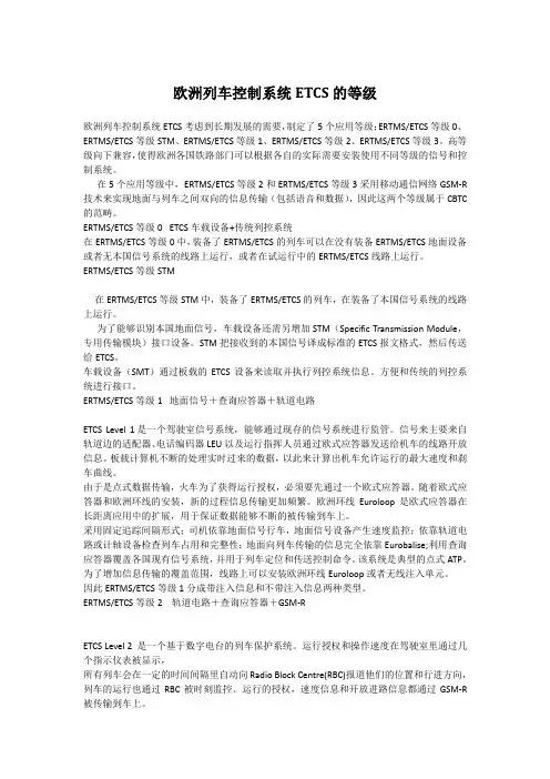 欧洲列车控制系统ETCS的等级