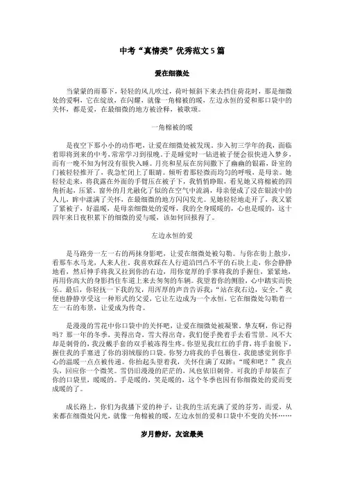 中考“真情类”优秀范文5篇