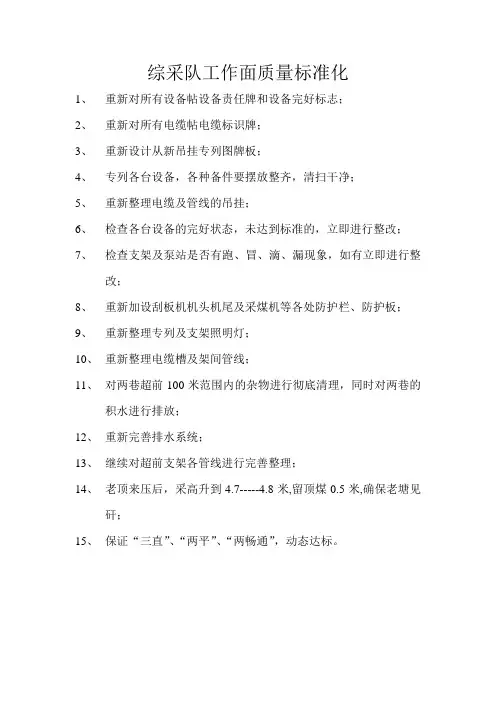 综采队工作面质量标准化