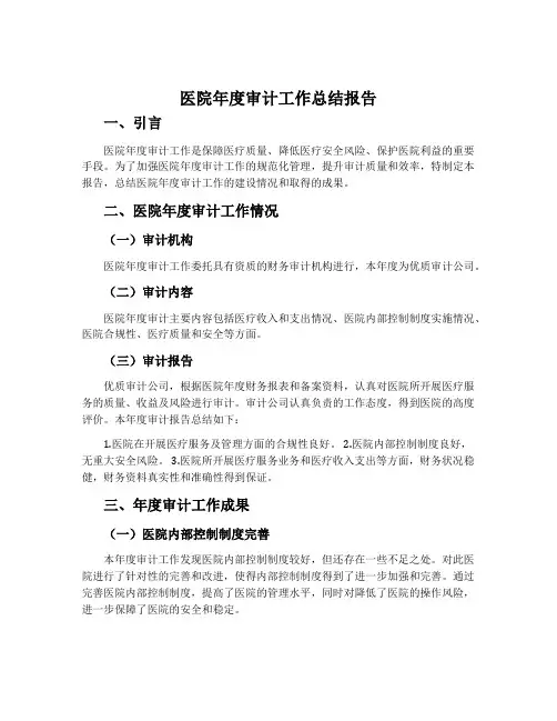 医院年度审计工作总结报告